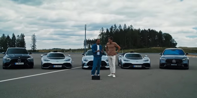 فيديو لأفضل سيارات مرسيدس AMG في منافسة ودية بين أفضل سائقي سباقات فورمولا 1 من الشركة