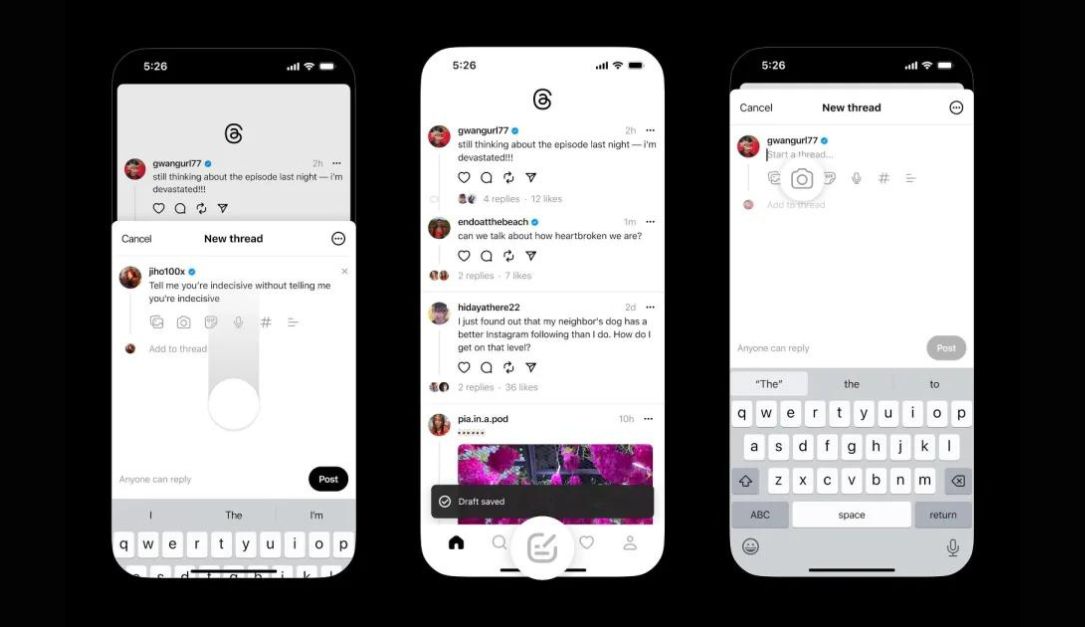 ثريدز يختبر إمكانية حفظ المسودات والتقاط الصور داخل التطبيق